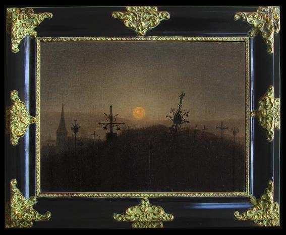 framed  Carl Gustav Carus Cemetery in the Moonlight, Ta119